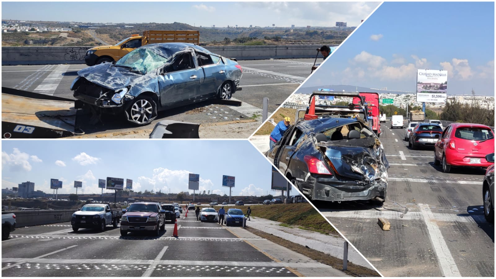 Aparatosa volcadura en la carretera México – Querétaro