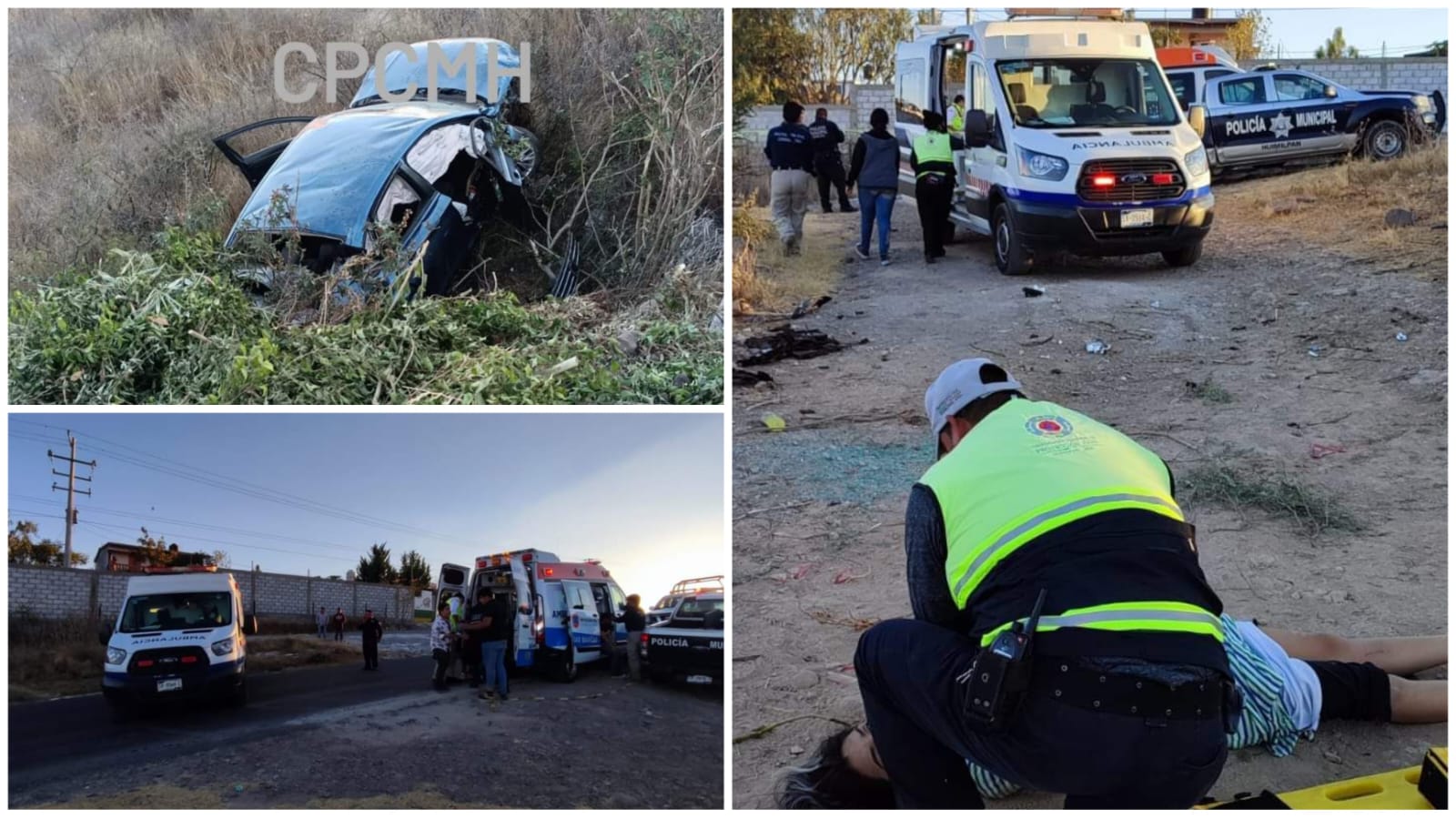 Dos muertos y un lesionado de gravedad tras salida de camino y volcadura en Huimilpan