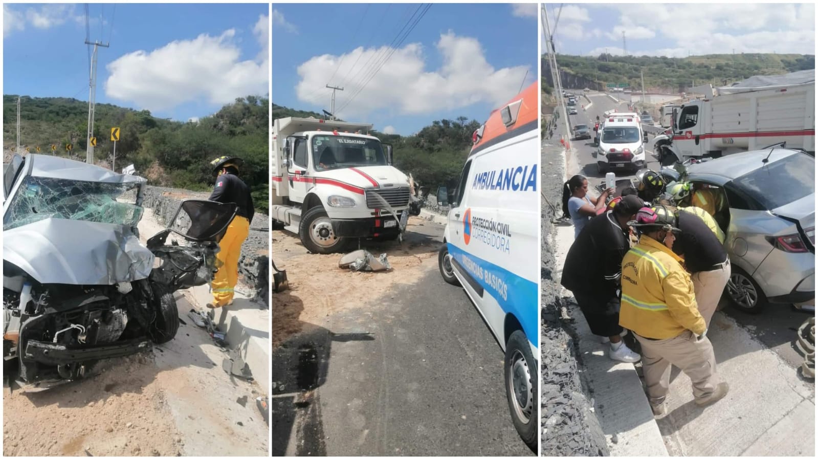 Un lesionado en fuerte choque frontal en la carretera a Coroneo