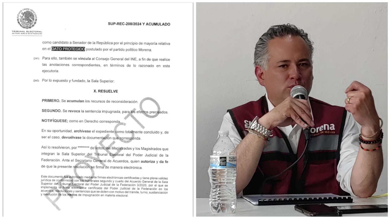 Propone el magistrado Felipe Fuentes, regresar candidatura a Santiago Nieto