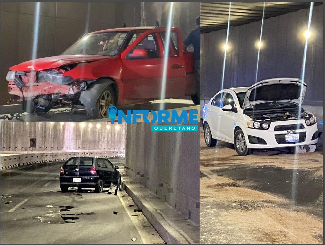 Triple choque automovilístico en el Puente de Santa Bárbara en Corregidora