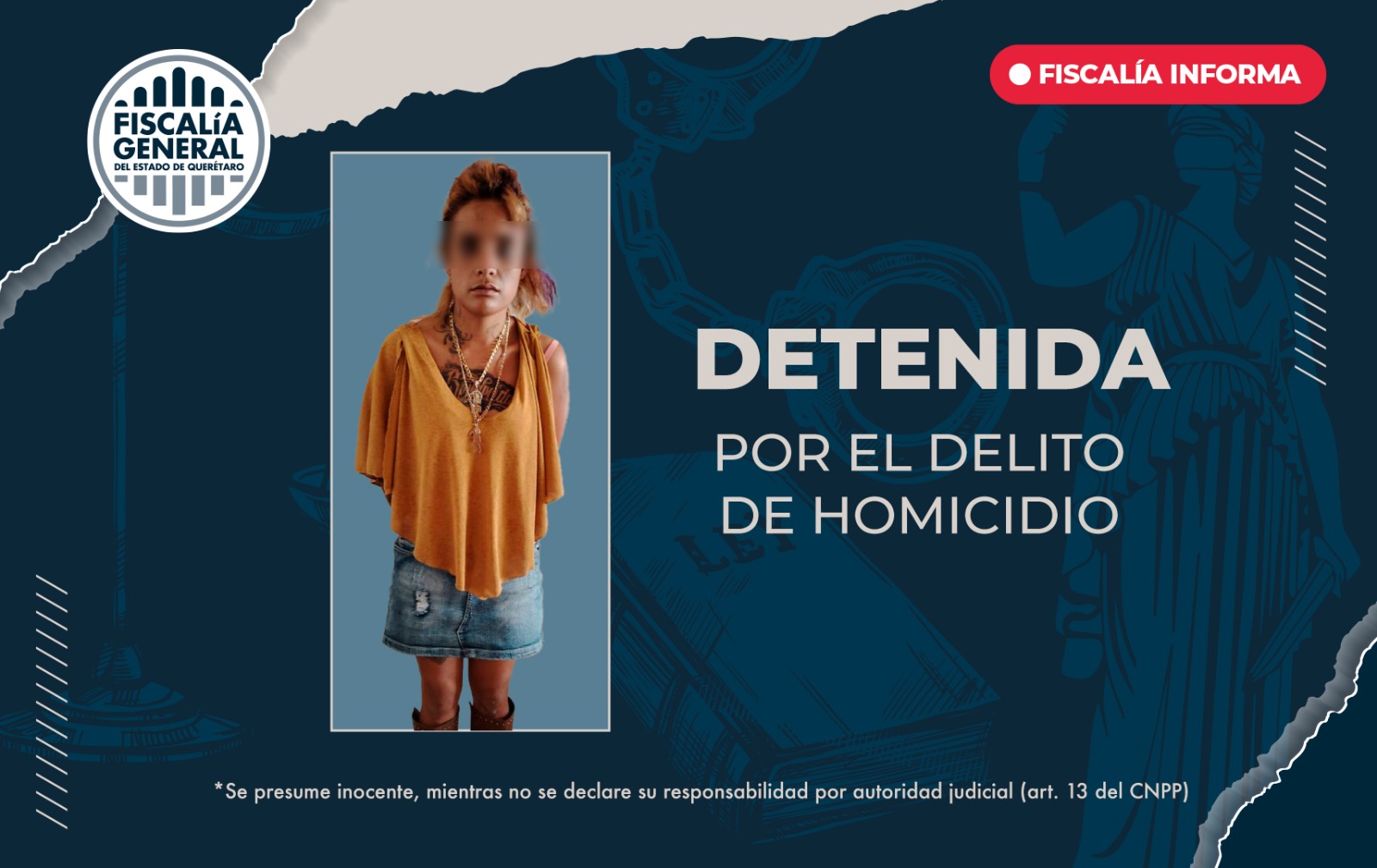 Detenida “La Chola” por homicidio en San Juan del Río