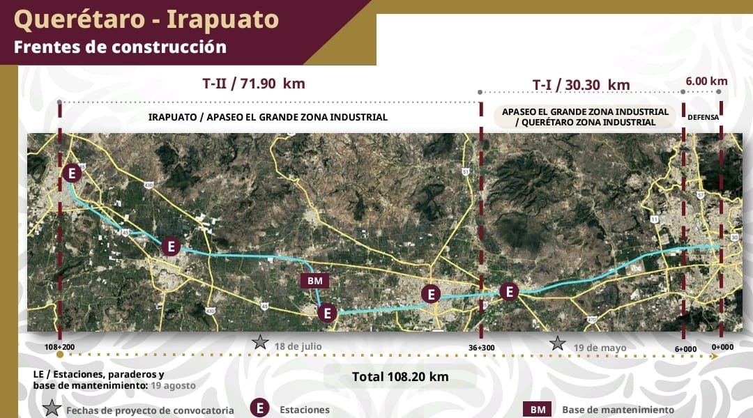 Tramo del Tren Querétaro-Irapuato iniciará construcción en septiembre
