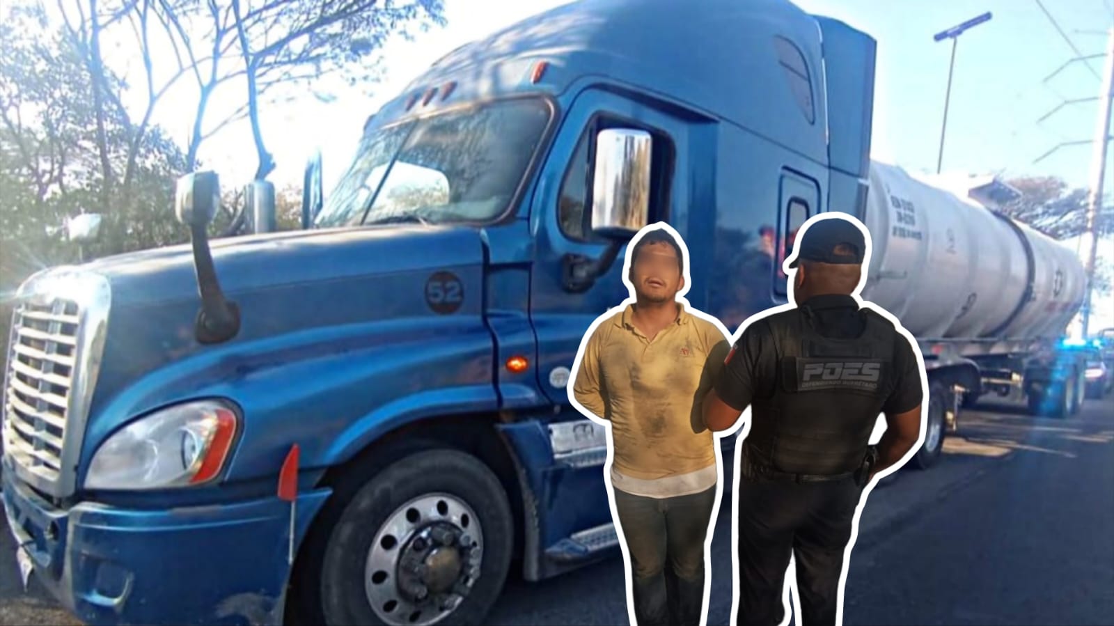 POES asegura tractocamión y detiene a hombre por posesión ilícita de hidrocarburo