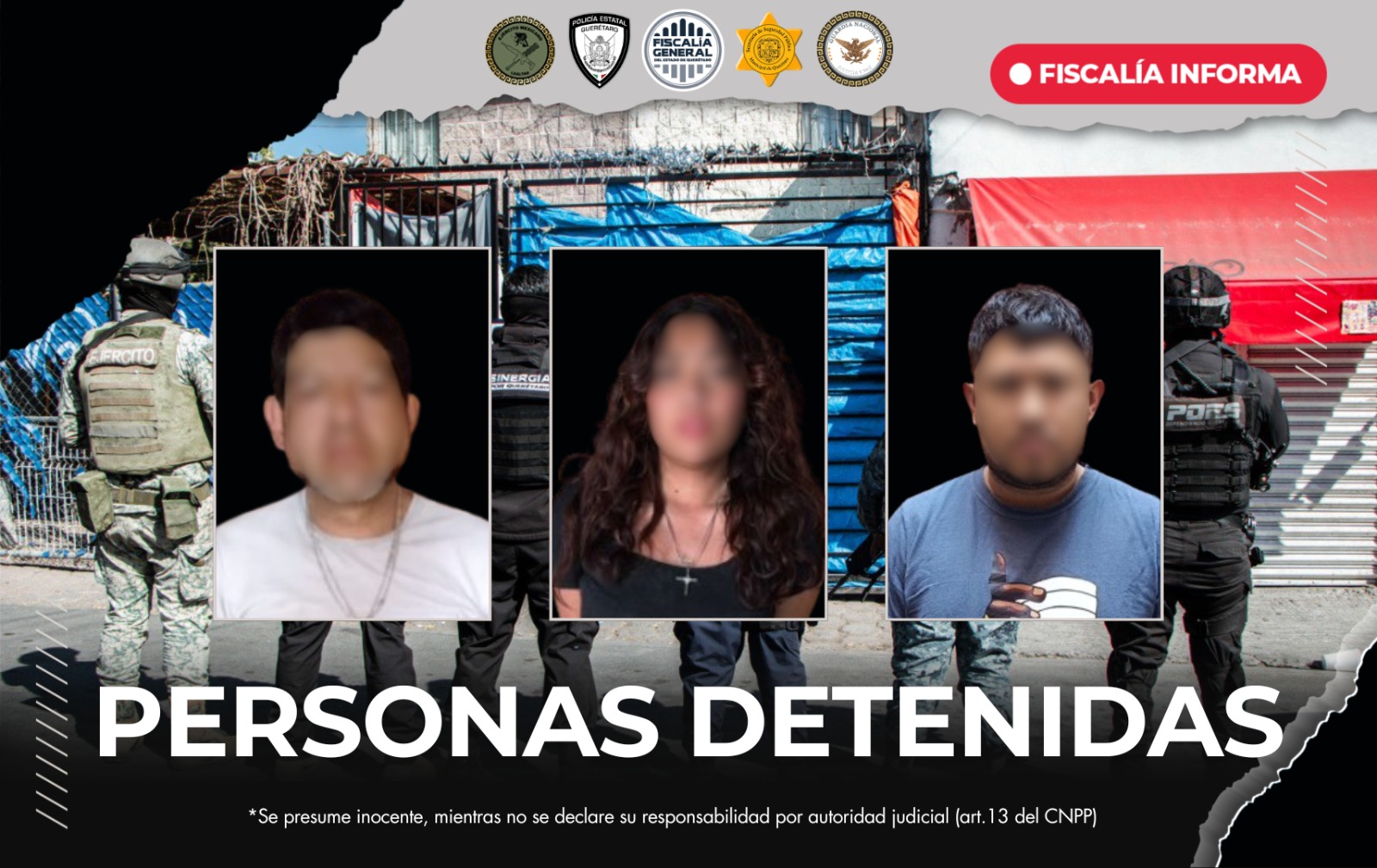 Sinergia por Querétaro ejecuta cateos por delitos contra la salud; 3 personas resultaron detenidas