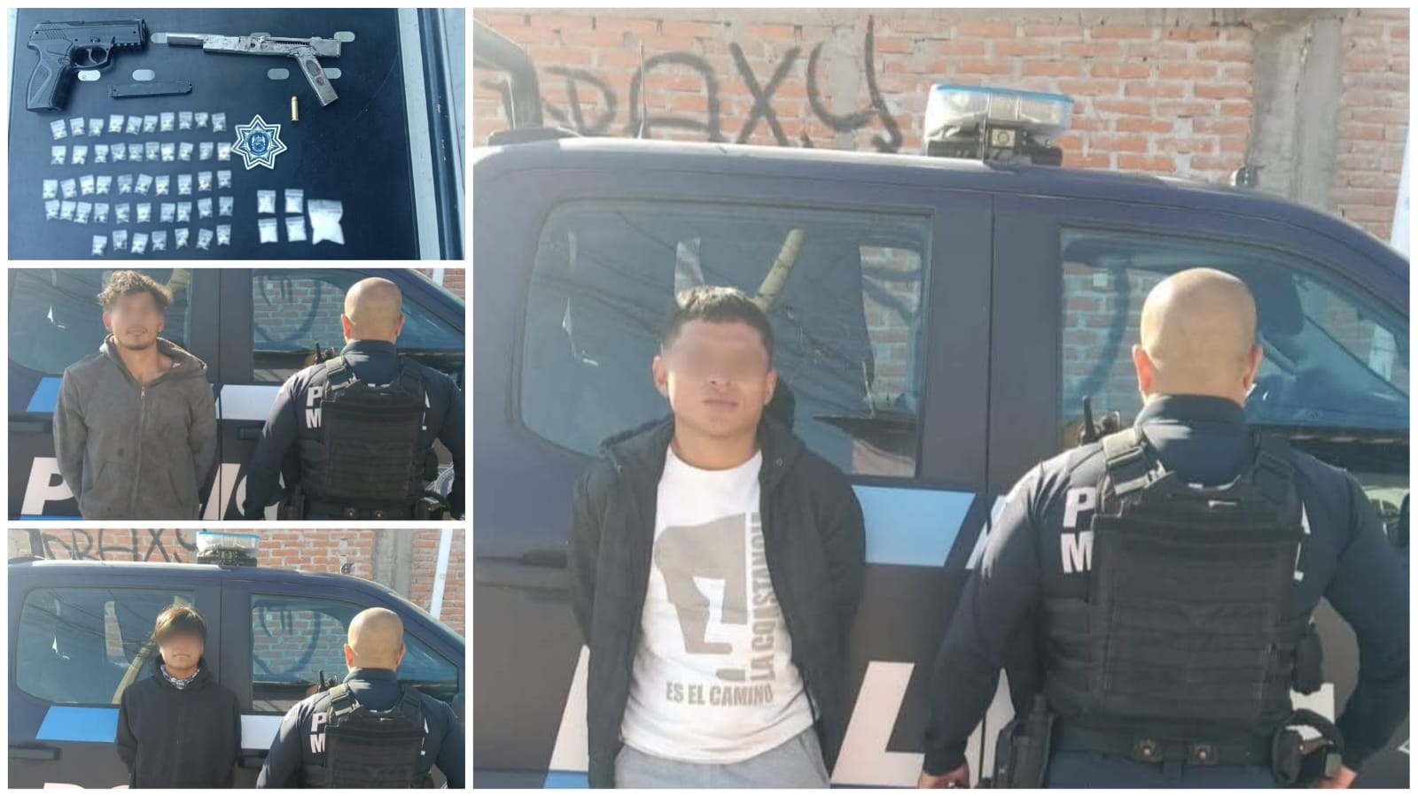 Policías de Corregidora detienen a tres sujetos con presunta droga y armas prohibidas!