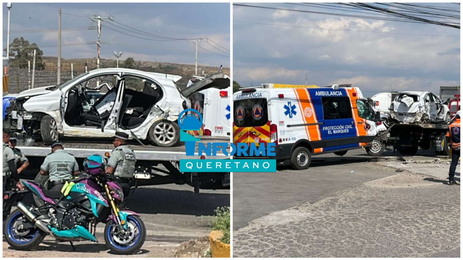 Colisionan ambulancia y automóvil en la México – Querétaro