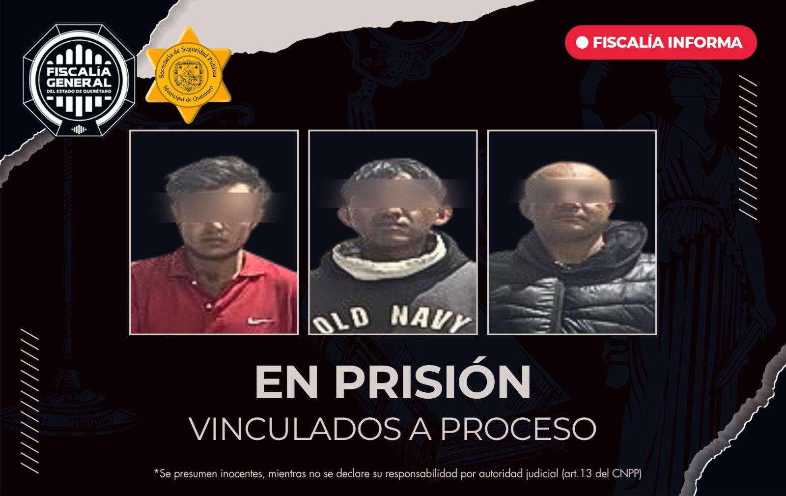 Tres en prisión por robo calificado en la colonia La Peña