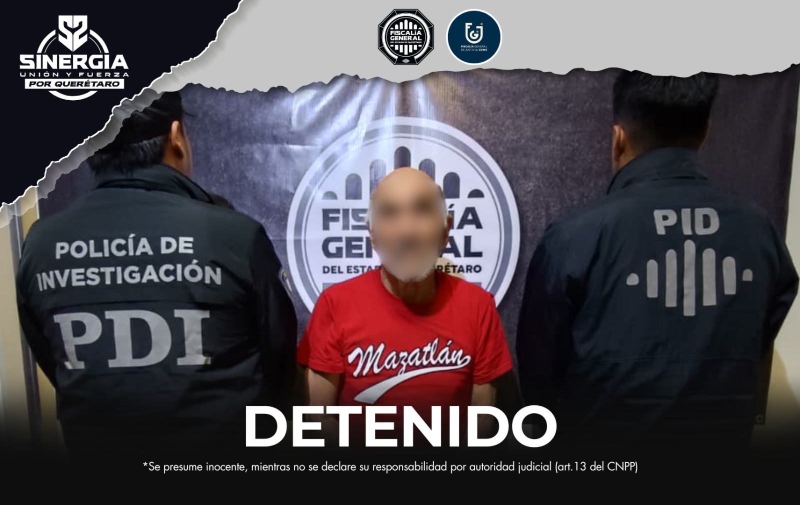 Sinergia cumplimenta orden de aprehensión por homicidio ocurrido en Ciudad de México