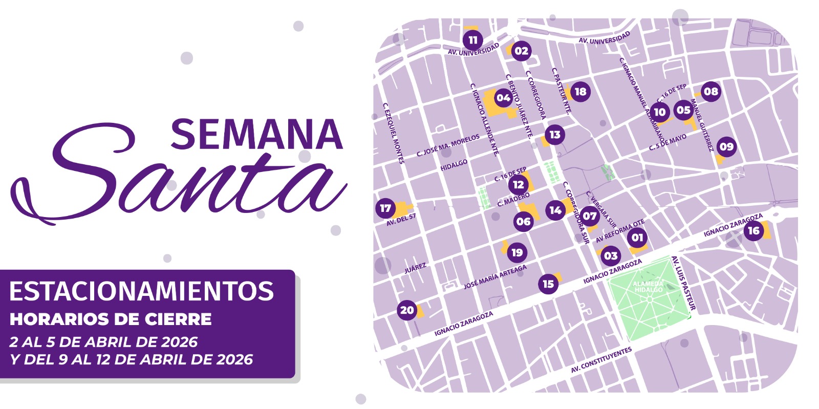 Habilita Felifer Macías estacionamientos del Centro Histórico con horarios extendidos durante Semana Santa
