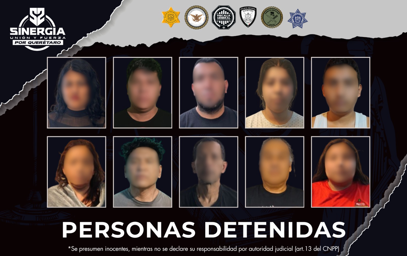Sinergia ejecuta 10 cateos simultáneos en la zona metropolitana; 10 personas fueron detenidas