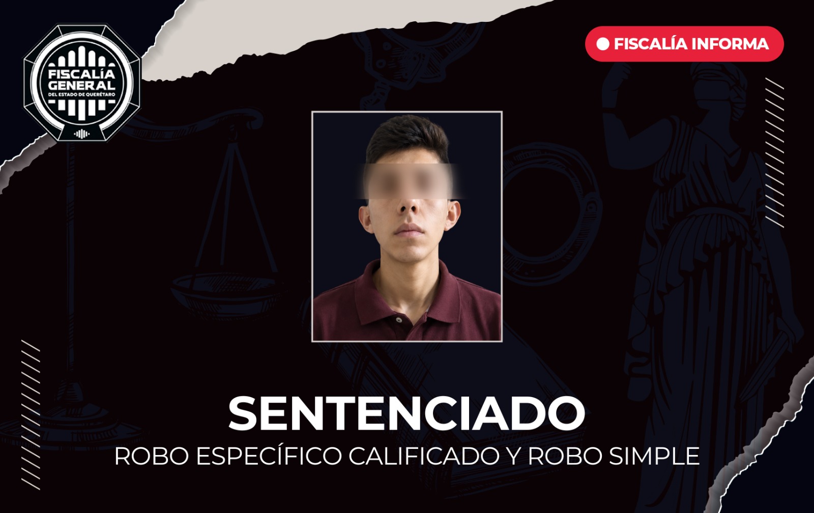 Brayan “N” sentenciado a 4 años de prisión por dos robos cometidos en Querétaro