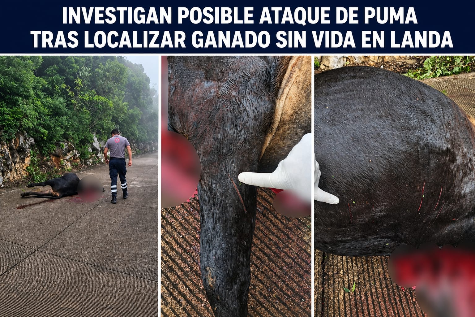 Investigan posible ataque de puma tras localizar ganado sin vida en Landa de Matamoros