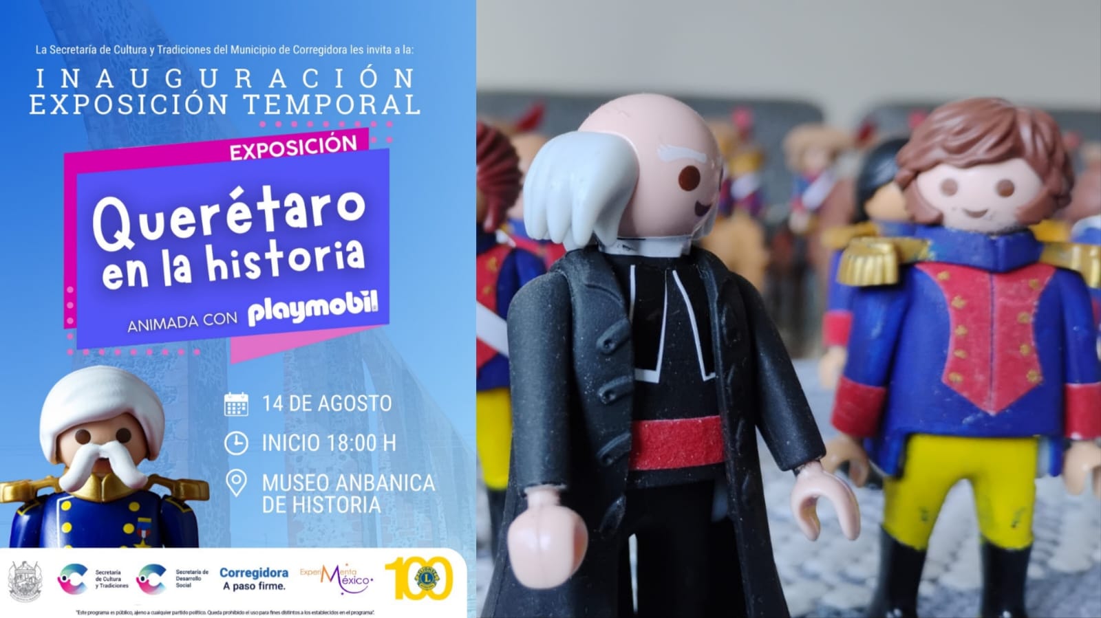 Corregidora invita a la inauguración de la exposición “Querétaro en la Historia, Animada con Playmobil”