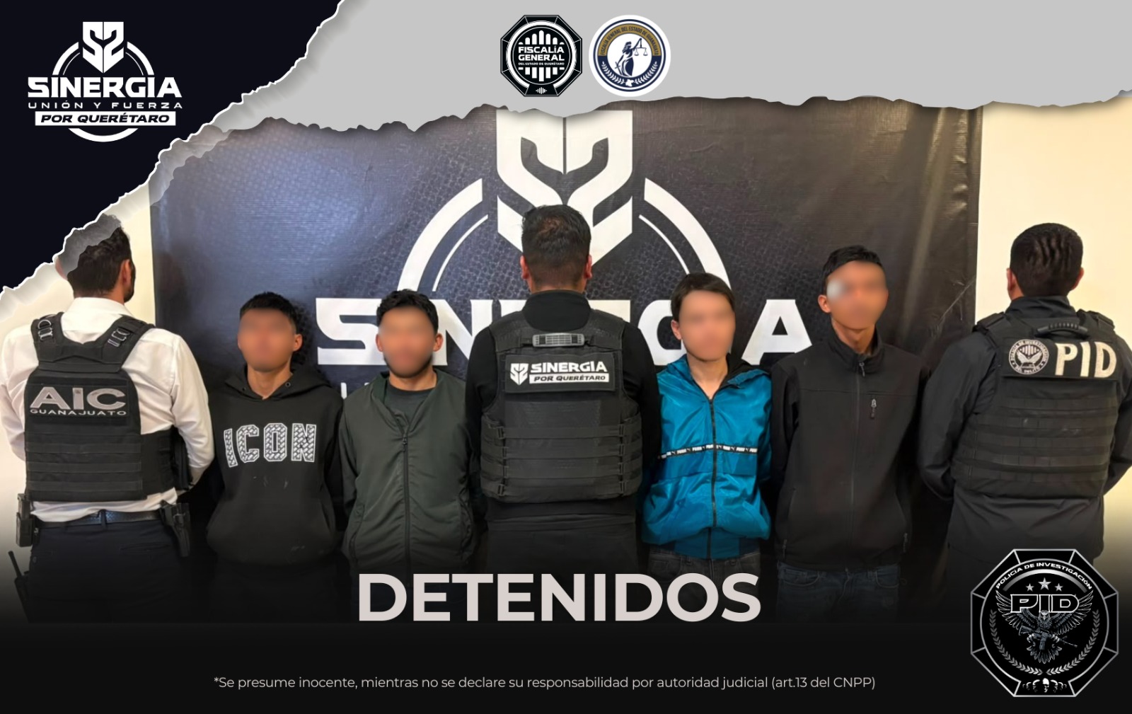 Sinergia Regional logra detención de cuatro personas investigadas por homicidio calificado ocurrido en Guanajuato