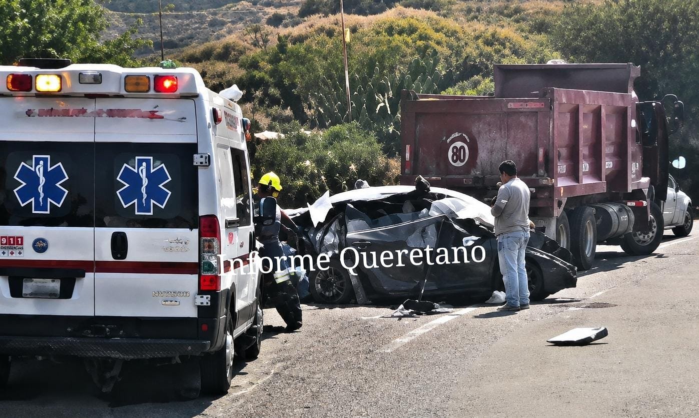 DOS LESIONADOS TRAS CHOQUE DE AUTO DE ALQUILER VS CAMIÓN DE VOLTEO