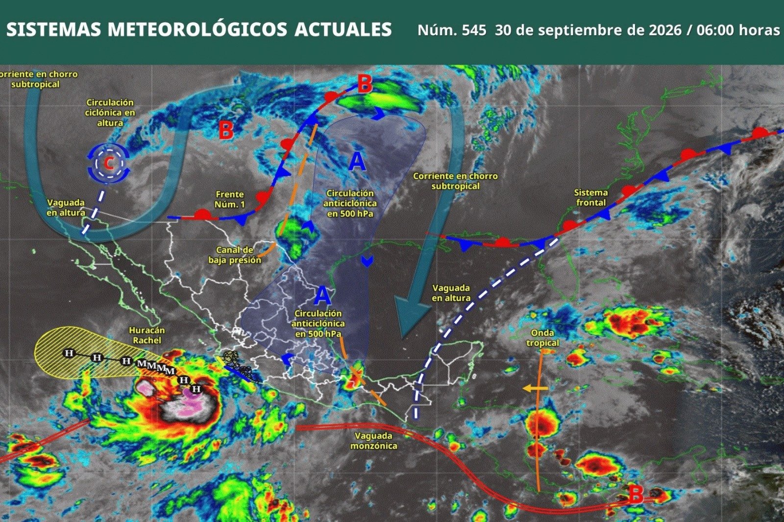 Huracán Rachel alcanza categoría 1 y activa alertas en el Pacífico mexicano